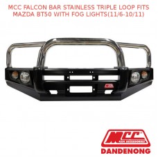 MCC FALCON BAR STAINLESS TRIPLE LOOP FITS MAZDA BT50 WITH FOG LIGHTS(11/6-10/11)