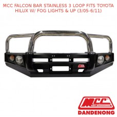 MCC FALCON BAR STAINLESS 3 LOOP FITS TOYOTA HILUX W/ FOG LIGHTS & UP (3/05-6/11)