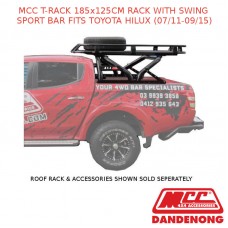 MCC T-RACK 185x125CM RACK WITH SWING SPORT BAR FITS TOYOTA HILUX (07/11-09/15)