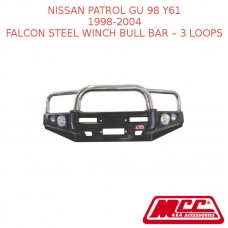 MCC FALCON STEEL WINCH BULL BAR-3 LOOPS FITS NISSAN PATROL GU 98 Y61 - 03003-001