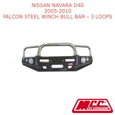 MCC FALCON STEEL WINCH BULL BAR – 3 LOOPS FITS NISSAN NAVARA D40 - 03006-001