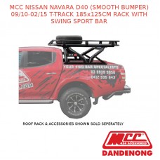 MCC T-RACK 185x125CM W/ SWING SPORT BAR-NAVARA D40 (SMOOTH BUMPER) (09/2010-02/2015)-BLACK
