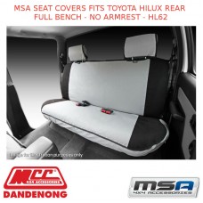 MSA SEAT COVERS FITS TOYOTA HILUX REAR FULL BENCH - NO ARMREST - HL62