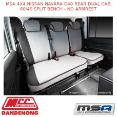 MSA SEAT COVERS FITS NISSAN NAVARA D40 REAR DUALCAB 60/40 SPLIT BENCH NO ARMREST