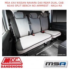 MSA SEAT COVERS FITS NISSAN NAVARA D40 REAR DC 60/40 SPLIT BENCH NO ARMREST-NN14