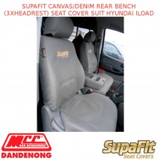 SUPAFIT CANVAS/DENIM REAR BENCH (3XHEADREST) SEAT COVER FITS HYUNDAI ILOAD TQ3-V