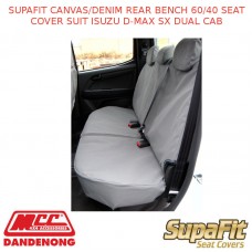SUPAFIT CANVAS/DENIM REAR BENCH 60/40 SEAT COVER FITS ISUZU D-MAX SX DUAL CAB