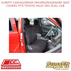 SUPAFIT CANVAS/DENIM DRIVER&PASSENGER SEAT COVERS FITS TOYOTA HILUX SR5 DUAL CAB