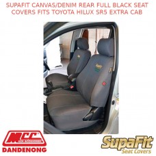 SUPAFIT CANVAS/DENIM REAR FULL BLACK SEAT COVERS FITS TOYOTA HILUX SR5 EXTRA CAB