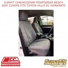 SUPAFIT CANVAS/DENIM FRONT&REAR BENCH SEAT COVERS FITS TOYOTA HILUX DC WORKMATE