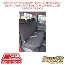 SUPAFIT CANVAS/DENIM FRONT&REAR BENCH SEAT COVERS FITS TOYOTA HILUX DC 5/5-08/06