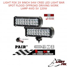 LIGHT FOX 2X 9INCH 54W CREE LED LIGHT BAR SPOT FLOOD OFFROAD DRIVING WORK LAMP
