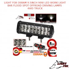 LIGHT FOX OSRAM 9.5INCH 90W LED WORK LIGHT BAR FLOOD SPOT OFFROAD DRIVING LAMPS