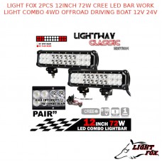 LIGHT FOX 2PCS 12INCH 72W CREE LED BAR WORK LIGHT COMBO 4WD OFFROAD