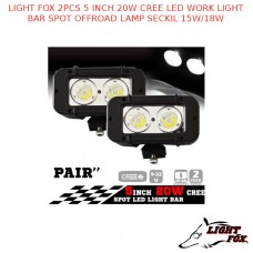 LIGHT FOX 2PCS 5 INCH 20W CREE LED WORK LIGHT BAR SPOT OFFROAD