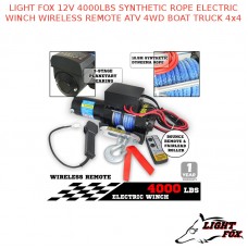 LIGHT FOX 12V 4000LBS SYNTHETIC ROPE ELECTRIC WINCH WIRELESS REMOTE