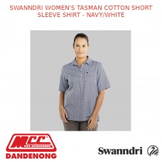 SWANNDRI WOMEN'S TASMAN COTTON SHORT SLEEVE SHIRT - NAVY/WHITE