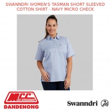 SWANNDRI WOMEN'S TASMAN SHORT SLEEVED COTTON SHIRT - NAVY MICRO CHECK
