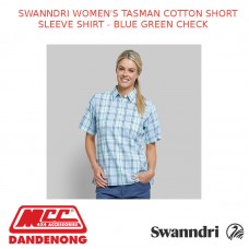SWANNDRI WOMEN'S TASMAN COTTON SHORT SLEEVE SHIRT - BLUE GREEN CHECK