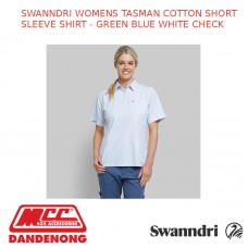 SWANNDRI WOMENS TASMAN COTTON SHORT SLEEVE SHIRT - GREEN BLUE WHITE CHECK