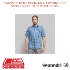 SWANNDRI MEN'S PAIHIA 100% COTTON SHORT SLEEVE SHIRT - BLUE WHITE CHECK