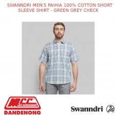 SWANNDRI MEN'S PAIHIA 100% COTTON SHORT SLEEVE SHIRT - GREEN GREY CHECK