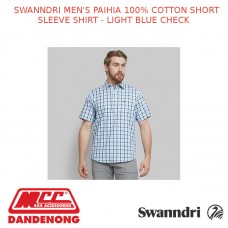 SWANNDRI MEN'S PAIHIA 100% COTTON SHORT SLEEVE SHIRT - LIGHT BLUE CHECK
