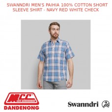 SWANNDRI MEN'S PAIHIA 100% COTTON SHORT SLEEVE SHIRT - NAVY RED WHITE CHECK