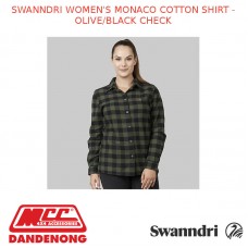 SWANNDRI WOMEN'S MONACO COTTON SHIRT - OLIVE/BLACK CHECK