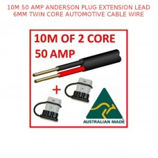 10M 50 AMP ANDERSON PLUG EXTENSION LEAD 6MM TWIN CORE AUTOMOTIVE CABLE WIRE