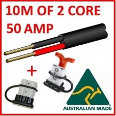 10M 50 AMP ANDERSON PLUG + T HANDLE, LEAD 6MM TWIN CORE AUTOMOTIVE CABLE WIRE