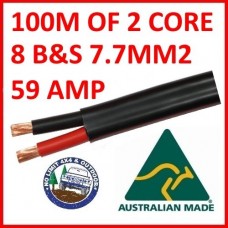 100M OF 2 CORE 8 B&S 59 AMP BATTERY WIRE CABLE TRUCK BOAT CAR WIRING B N S ROLL