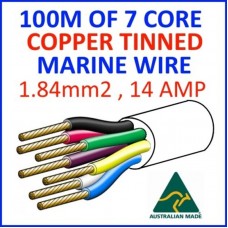 100M OF 7 CORE 1.84mm2 23/0.32 WIRE MARINE TINNED COPPER TRAILER CABLE BOAT 12V