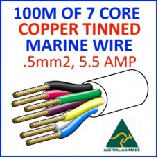 100M OF 7 CORE .5mm2 16/0.2 WIRE MARINE TINNED COPPER TRAILER CABLE BOAT 12V