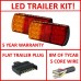 PAIR OF LED TRAILER LIGHTS, 1 X FLAT PLUG, 8M X 5 CORE WIRE KIT COMPLETE LIGHT