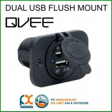 QVEE FLUSH MOUNT DUAL USB SOCKET - FRIDGE CARAVAN 4WD MARINE CAR