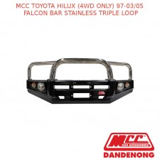 MCC FALCON BAR STAINLESS TRIPLE LOOP-HILUX (4WD ONLY) WITH FOG LIGHTS (97-03/05)