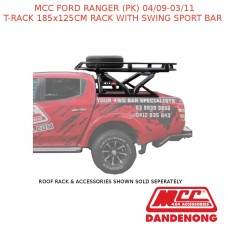 MCC T-RACK 185x125CM RACK W/SWING SPORT BAR FITS FORD RANGER(PK)(4/09-3/11)BLACK