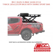 MCC T-RACK 185x125CM RACK W/ SWING SPORT BAR FITS ISUZU D-MAX (10/08-7/12)-BLACK